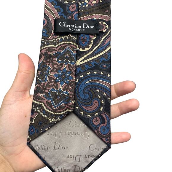 Vintage Christian Dior Mens Paisley Printed Neck Tie - Picture 4 of 8